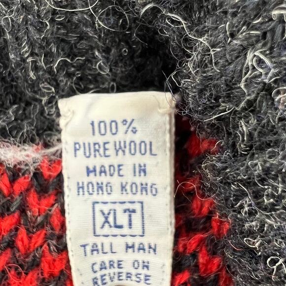 Damon Tall Man Vintage 100% Wool Red Argyle Sweater Size XLT - Picture 7 of 9